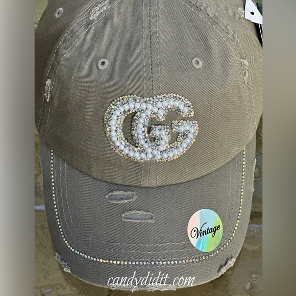 NWT Candy Did It! Vintage Look Crystal & Pearl Double G Couture Ponytail Cap main image 4